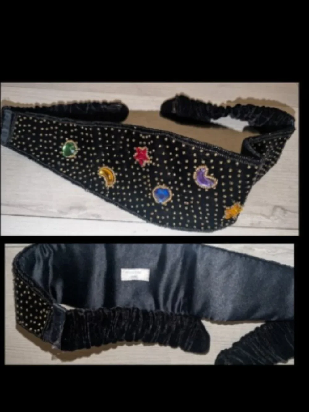 Vintage 80s Beaded Velvet Womens Cumberbund Belt Size S